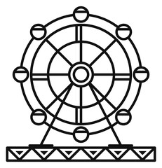 Ferris wheel symbol. Funfair attraction line icon