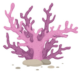 Pink coral reef branch. Cartoon underwater icon