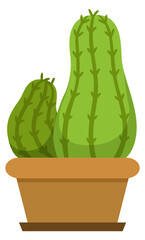 Decorative houseplant. Home botany icon. Cartoon cactus