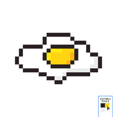 Obraz premium One Fried Egg Pixel Art Vector Illustration on white background