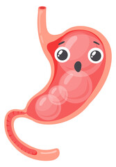Bloated stomach cartoon character. Digestive problem mascot