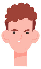 Annoyed boy head portrait. Nervous skeptic expression