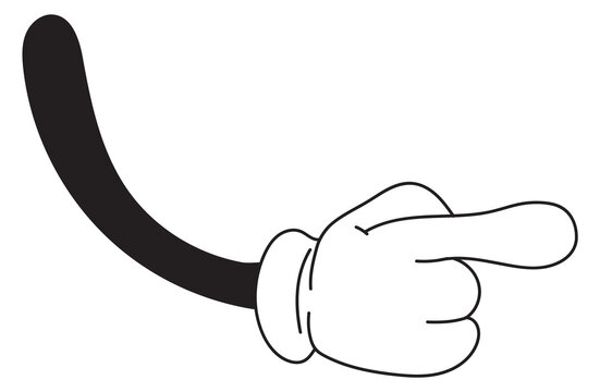 Comic Hand Pointing Finger. Cartoon White Glove Palm