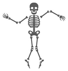 Party skeleton silhouette. Dancing human bones. Comic character