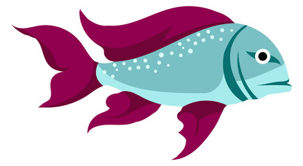 Color fish icon. Mullet swimming. Ocean animal