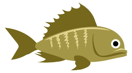 Perch color icon. Freshwater fish. Fishing symbol