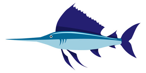 Swordfish color icon. Marine animal. Underwater fauna