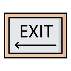 Exit Sign Line Color Icon