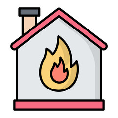 Fire House Line Color Icon
