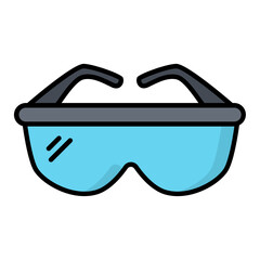 Safety Glasses Line Color Icon