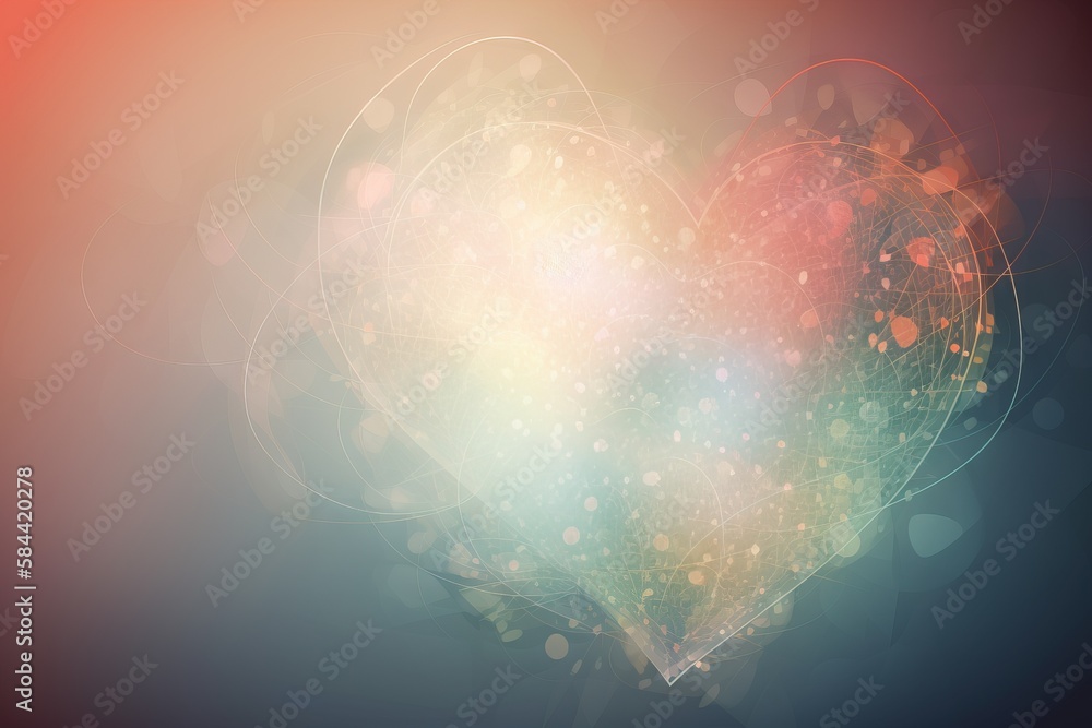 Poster a heart shaped object with a blurry background and boke. generative ai