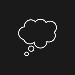 Thought bubble icon in trendy hand drawn icon isolated on black background 