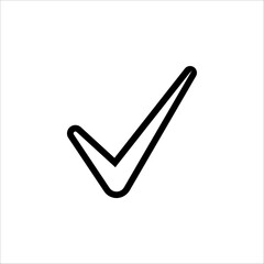 Check mark vector icon. Checkmark right symbol tick sign. Ok button icon on white background