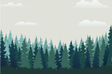 gradient green forest landscape. background vector