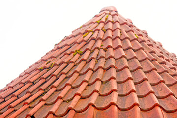 Old tiled roof. Old town in europe with red tiled roofs
