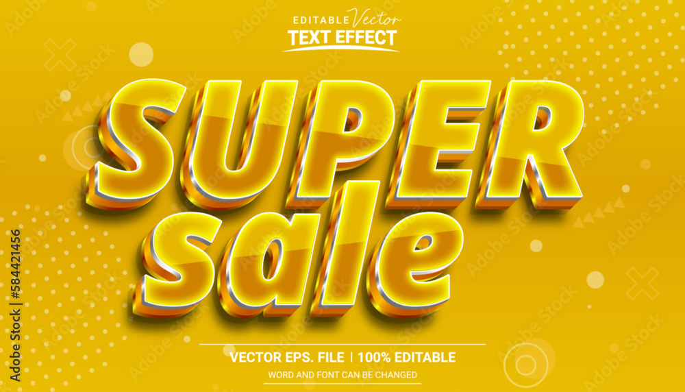 Poster editable super sale vector text effect on abstract background