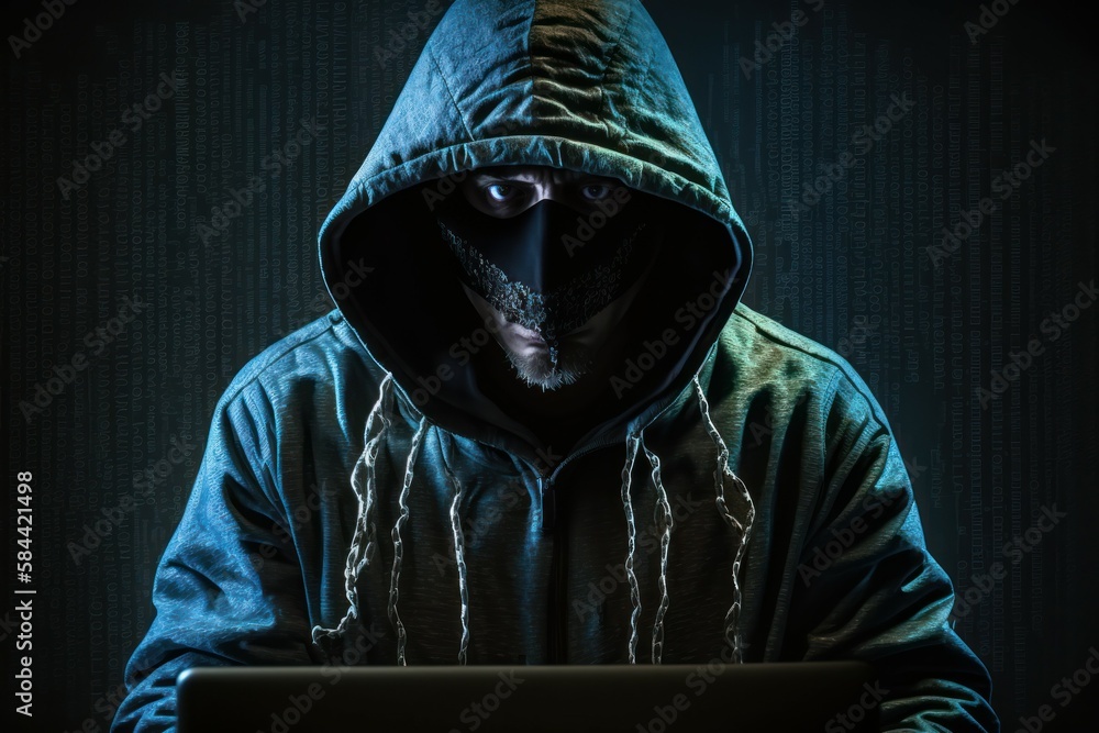 Poster web hacker in a hood. ai generated, human enhanced. background