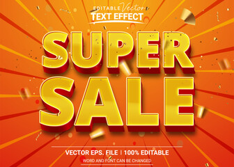 Super sale editable 3d vector text effect on retro background