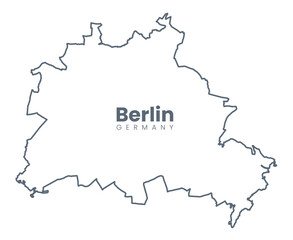 Map of Berlin - the capital of Germany - Urban borders map. Light stroke version.