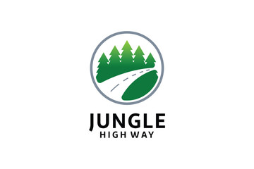 Jungle pine road outdoor logo design