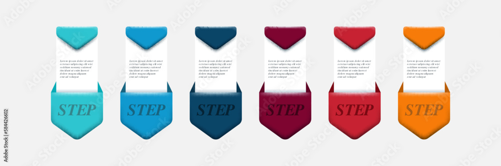 Poster set of infographic element 6 step concept element