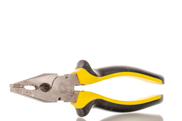 Obraz premium Single combination pliers, macro, isolated on white background.