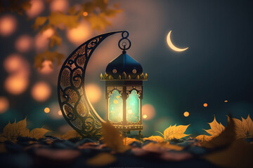 Old tradition designs of lanterns for lighting holy month of prayer in ramadan AI generated
