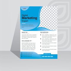 corporate flyer design template. modern , unique, abstract, layout, business , formal, cover, blue, white, gradient, typo, graphic, information, menu, , 