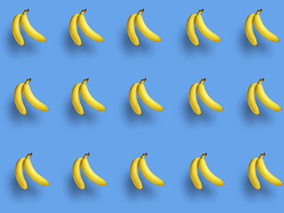 Fototapeta na wymiar pattern of two bananas on a blue background
