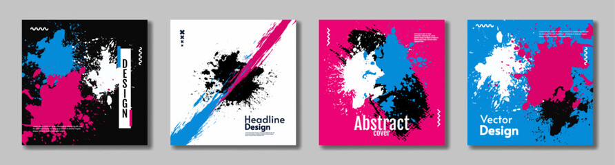 Modern art paint and brushes illustration. Vector illustration. Set of cards. Element design for cards, posters, business cards