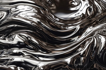metallic gradient background with texture of molten liquid silver. Generative AI illustration
