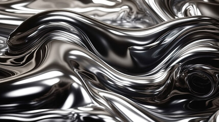 metallic gradient background with texture of molten liquid silver. Generative AI illustration
