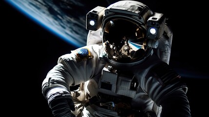 Spacewalking Astronaut With Earth in Background