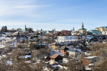 Panorama of the old quarters of the city of Vladimir. Ancient cities of Russia.