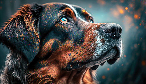 portrait of a dog cinematic