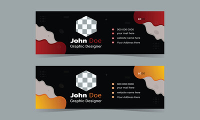 Corporate Email signature template or email footer templates with an author photo place creative modern layout