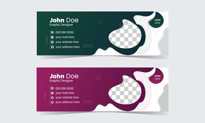 Corporate Email signature template or email footer templates with an author photo place creative modern layout