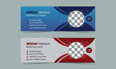 Corporate Email signature template or email footer templates with an author photo place creative modern layout