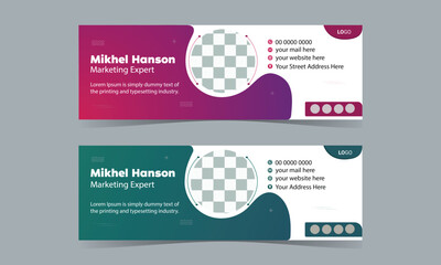 Corporate Email signature template or email footer templates with an author photo place creative modern layout