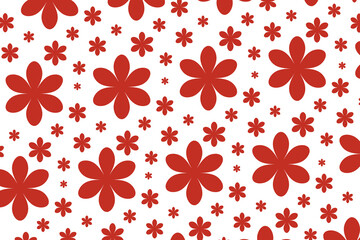 Red seamless pattern floral design transparent background 