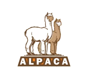Foto auf Alu-Dibond ALPACA LOGO, silhouette of funny warm alpaca standing vector illustrations © nenk123