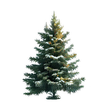 christmas tree with winter snow on Isolated Transparent png background. Generative ai
