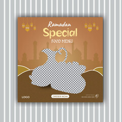 Ramadan iftar food menu social media post template design