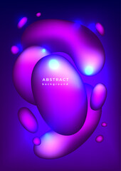 Blurred abstract background. Liquid effect. Templates with gradient pattern. Volumetric flowing purple bubbles. Futuristic gradient shapes for music poster, cover, banner, placard. Vector illustration