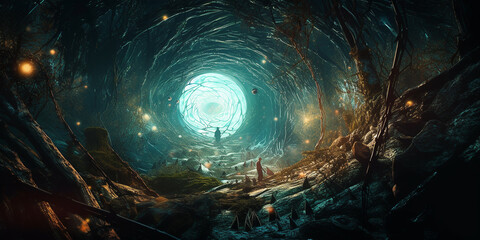 An otherworldly representation of a wormhole imagined Generative AI Digital Illustration Part#24032
