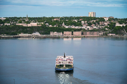 View from dufferint terrace of The Lomer-Gouin ferry in Quebec Canada