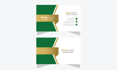 Modern Luxury Elegant Green  and Gold style minimalist Beautiful Template Vector Design Formal Business card Horizontal Creative Corporate Card Print Contact Personal visiting card Stationery design