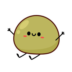 Daifuku character vector. Daifuku on green background. Daifuku is Japanese desserts. Matcha Mochi.
