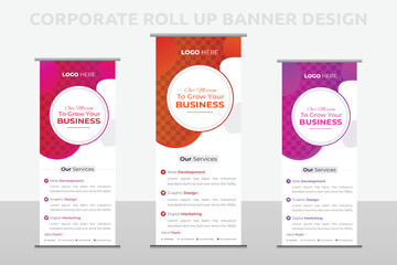 Modern roll up banner template for the exhibition, Corporate Business stand, editable roll up banner vector template, Vertical roll up, x-stand, exhibition display, Retractable banner stand set