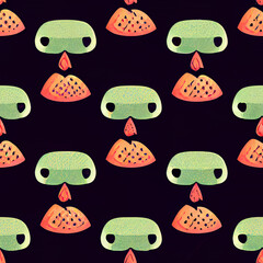 seamless pattern with cartoon fruits